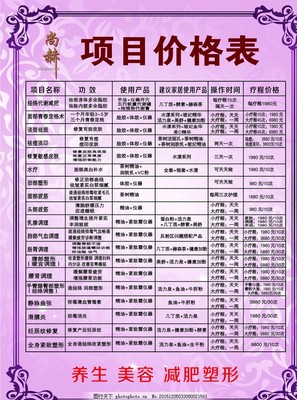 尚赫項目價格表